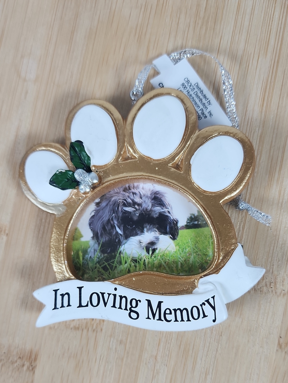 In Loving Memory Paw-Shaped Pet Photo Ornament